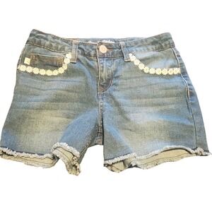 Tommy Bahama Girls Size 12 (25") Daisy Embroidered Jean Shorts EUC